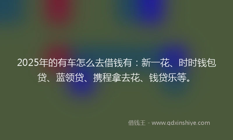 2025年的有车怎么去借钱有：新一花、时时钱包贷、蓝领贷、携程拿去花、钱贷乐等。