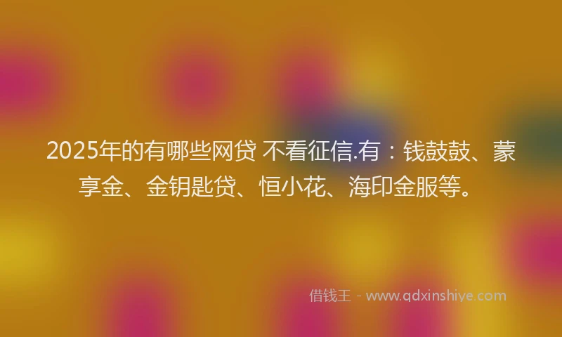 2025年的有哪些网贷 不看征信.有：钱鼓鼓、蒙享金、金钥匙贷、恒小花、海印金服等。