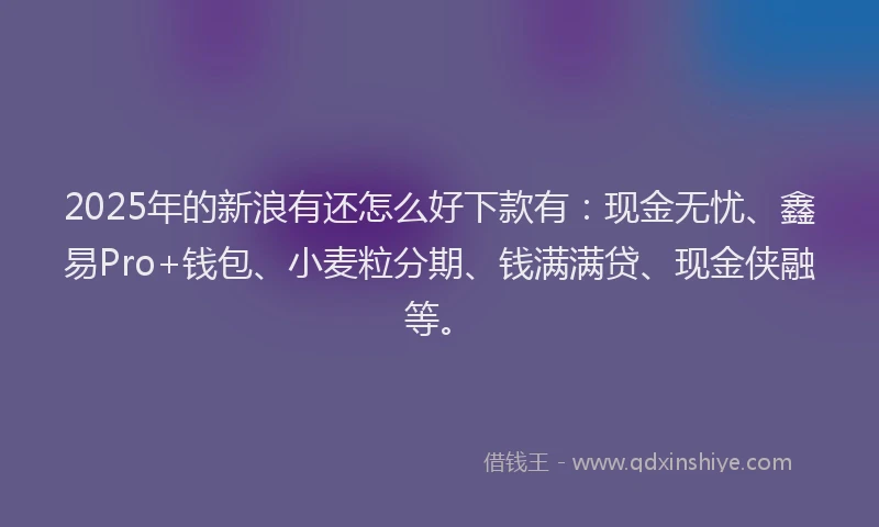2025年的新浪有还怎么好下款有：现金无忧、鑫易Pro+钱包、小麦粒分期、钱满满贷、现金侠融等。