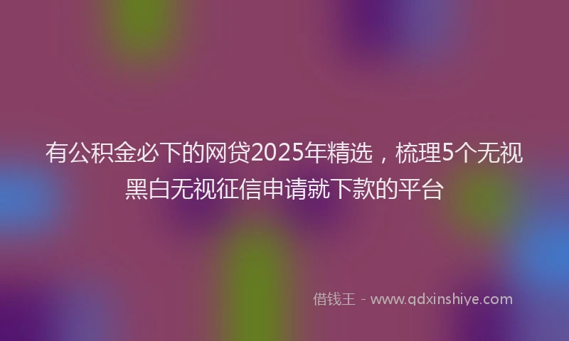 有公积金必下的网贷2025年精选，梳理5个无视黑白无视征信申请就下款的平台