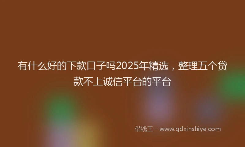 有什么好的下款口子吗2025年精选，整理五个贷款不上诚信平台的平台