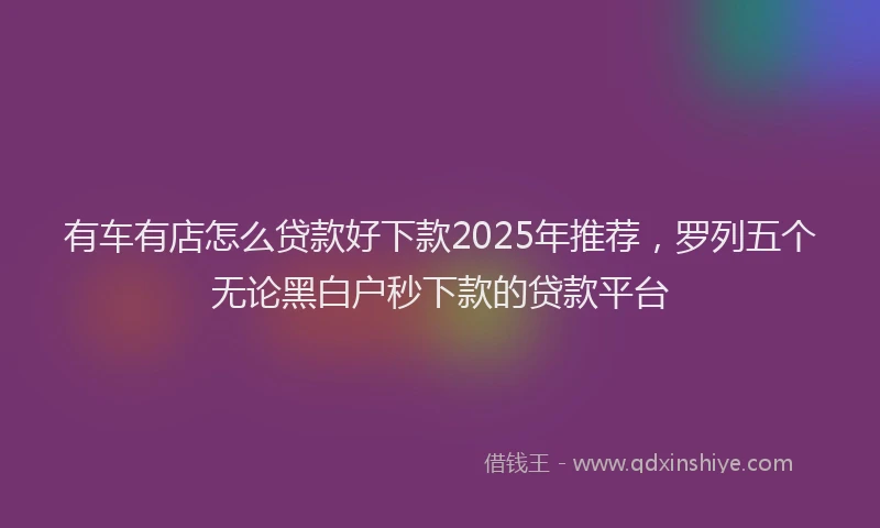 有车有店怎么贷款好下款2025年推荐，罗列五个无论黑白户秒下款的贷款平台