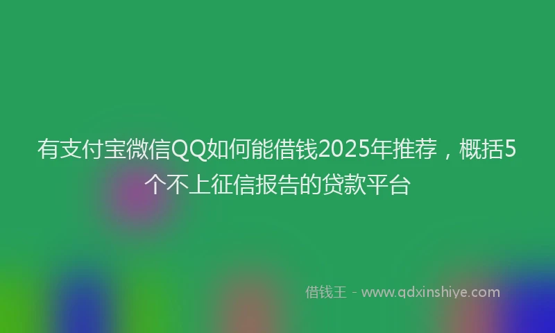 有支付宝微信QQ如何能借钱2025年推荐，概括5个不上征信报告的贷款平台