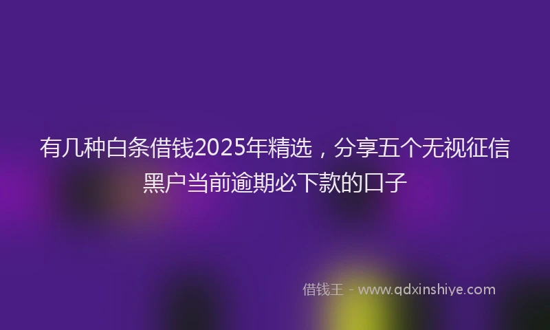 有几种白条借钱2025年精选，分享五个无视征信黑户当前逾期必下款的口子