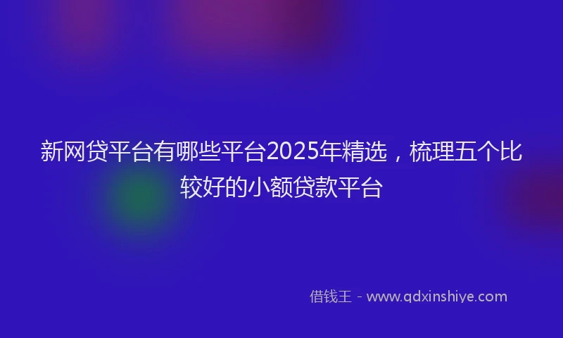 新网贷平台有哪些平台2025年精选，梳理五个比较好的小额贷款平台