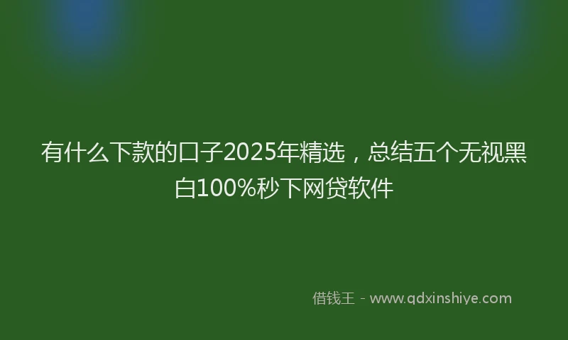 有什么下款的口子2025年精选，总结五个无视黑白100%秒下网贷软件