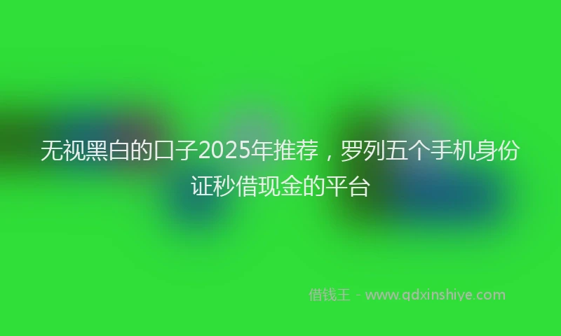 无视黑白的口子2025年推荐，罗列五个手机身份证秒借现金的平台