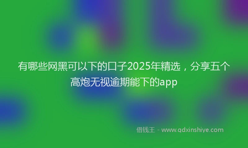 有哪些网黑可以下的口子2025年精选，分享五个高炮无视逾期能下的app