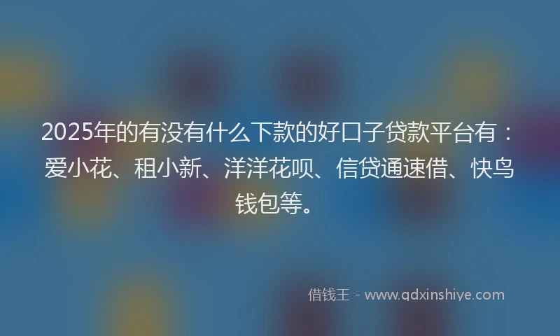 2025年的有没有什么下款的好口子贷款平台有：爱小花、租小新、洋洋花呗、信贷通速借、快鸟钱包等。