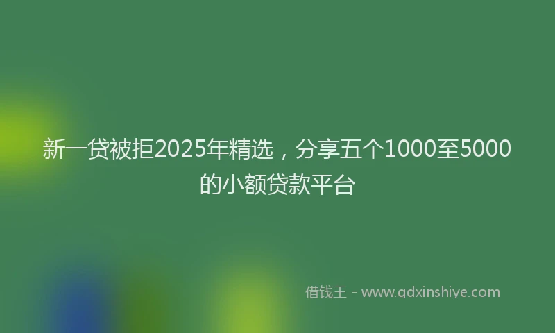 新一贷被拒2025年精选，分享五个1000至5000的小额贷款平台