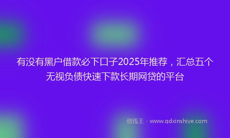 有没有黑户借款必下口子2025年推荐，汇总五个无视负债快速下款长期网贷的平台