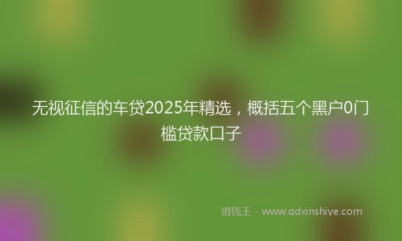 无视征信的车贷2025年精选，概括五个黑户0门槛贷款口子