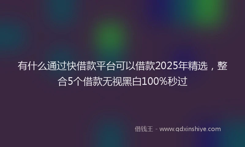 有什么通过快借款平台可以借款2025年精选，整合5个借款无视黑白100%秒过