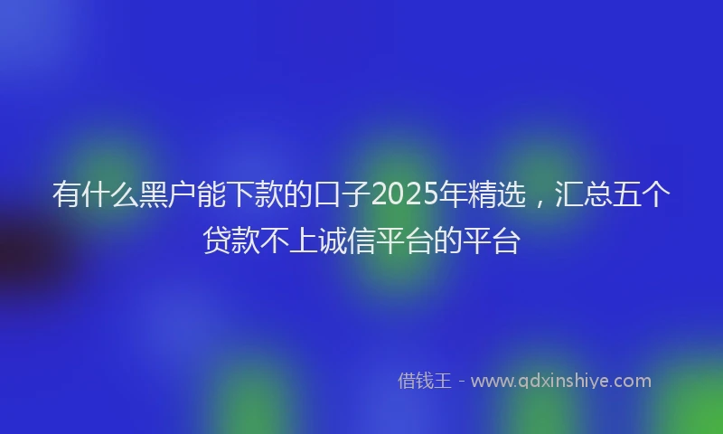 有什么黑户能下款的口子2025年精选，汇总五个贷款不上诚信平台的平台