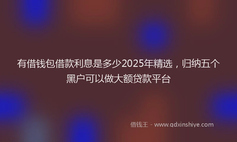 有借钱包借款利息是多少2025年精选，归纳五个黑户可以做大额贷款平台