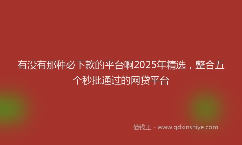 有没有那种必下款的平台啊2025年精选，整合五个秒批通过的网贷平台
