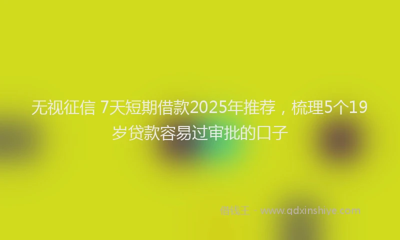 无视征信 7天短期借款2025年推荐，梳理5个19岁贷款容易过审批的口子