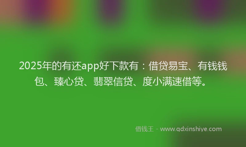 2025年的有还app好下款有：借贷易宝、有钱钱包、臻心贷、翡翠信贷、度小满速借等。