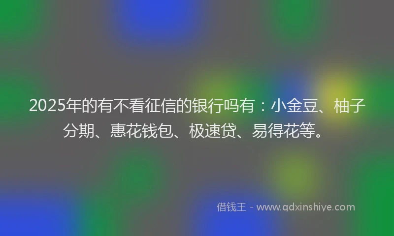 2025年的有不看征信的银行吗有：小金豆、柚子分期、惠花钱包、极速贷、易得花等。