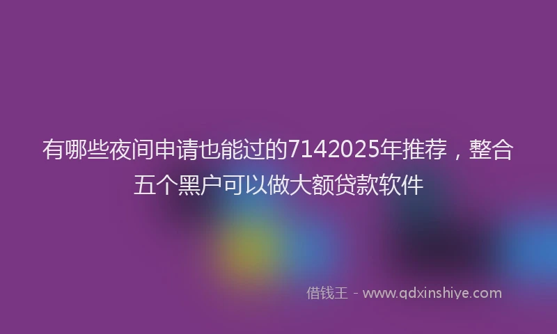 有哪些夜间申请也能过的7142025年推荐，整合五个黑户可以做大额贷款软件