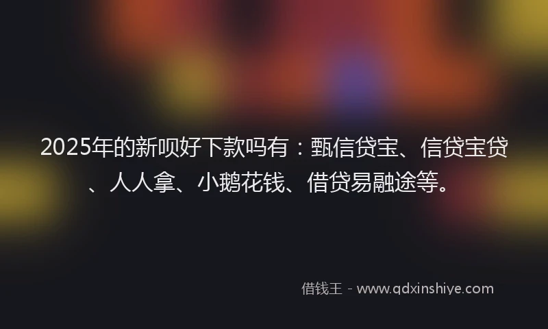 2025年的新呗好下款吗有：甄信贷宝、信贷宝贷、人人拿、小鹅花钱、借贷易融途等。