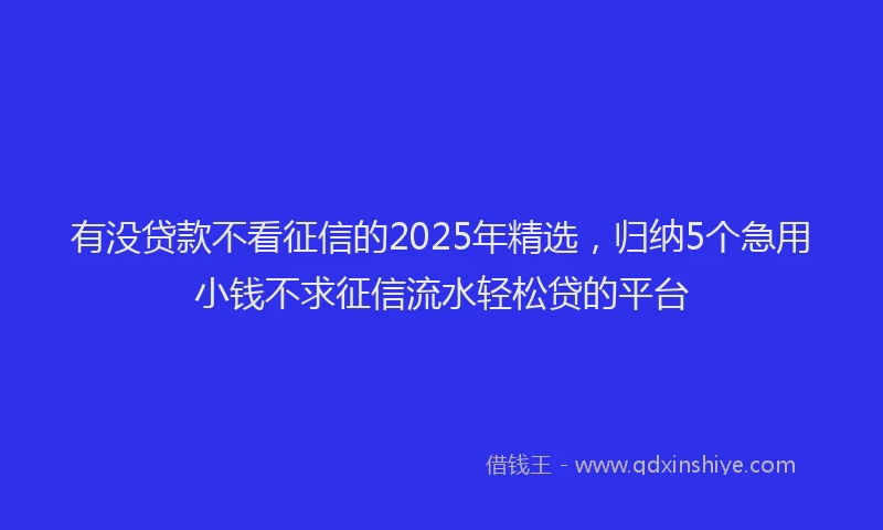 有没贷款不看征信的2025年精选，归纳5个急用小钱不求征信流水轻松贷的平台