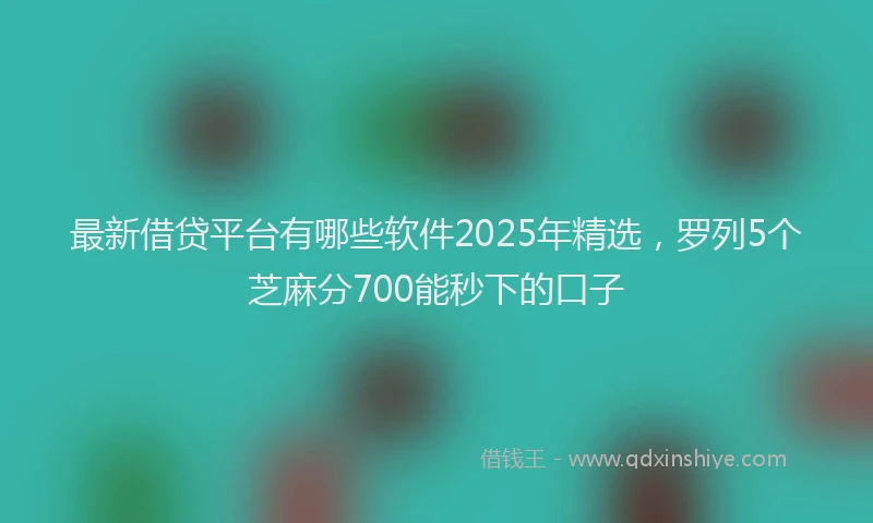 最新借贷平台有哪些软件2025年精选，罗列5个芝麻分700能秒下的口子