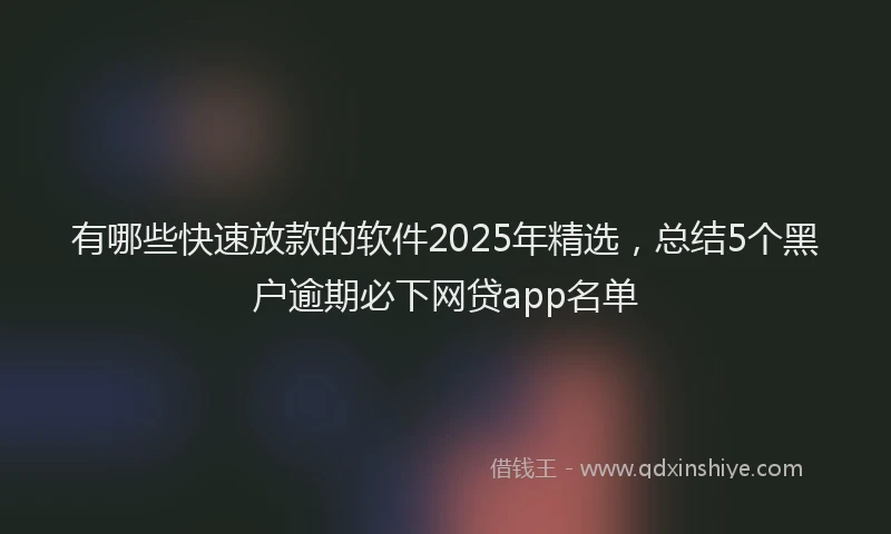 有哪些快速放款的软件2025年精选，总结5个黑户逾期必下网贷app名单
