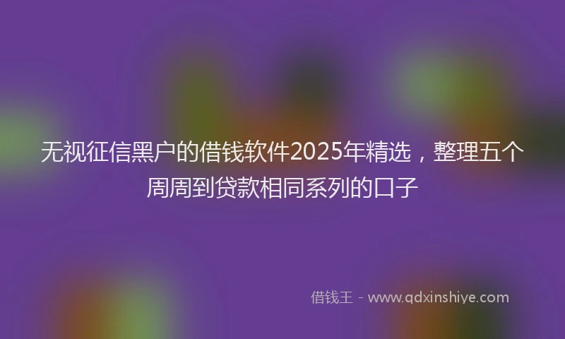 无视征信黑户的借钱软件2025年精选，整理五个周周到贷款相同系列的口子