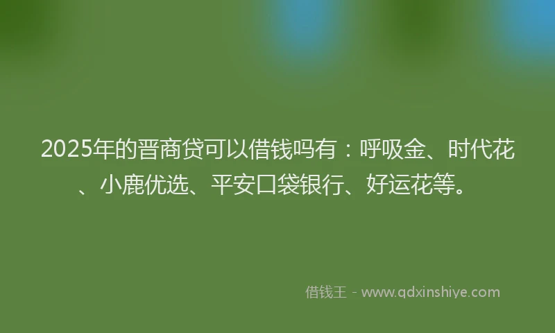 2025年的晋商贷可以借钱吗有：呼吸金、时代花、小鹿优选、平安口袋银行、好运花等。
