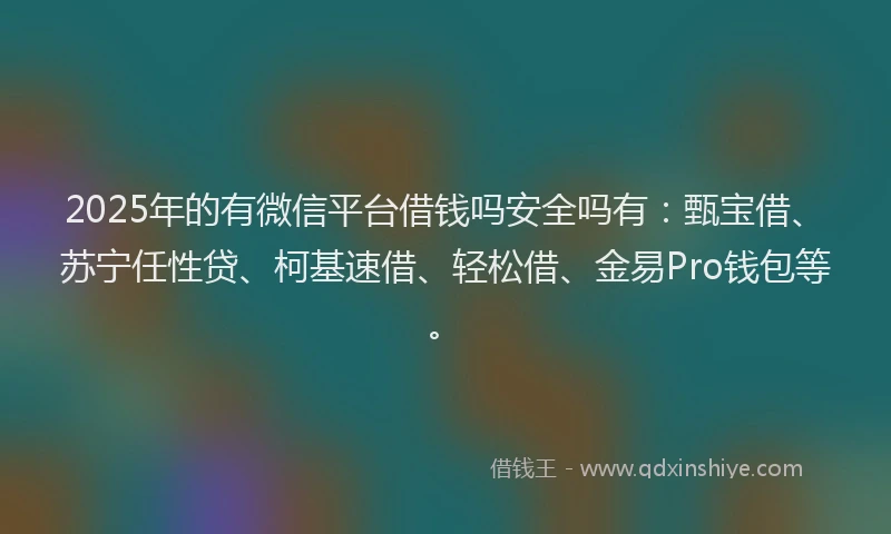 2025年的有微信平台借钱吗安全吗有：甄宝借、苏宁任性贷、柯基速借、轻松借、金易Pro钱包等。