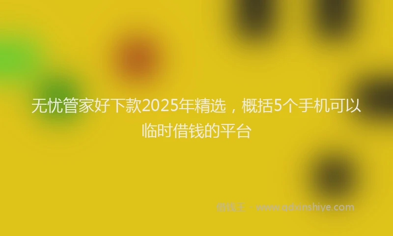 无忧管家好下款2025年精选，概括5个手机可以临时借钱的平台