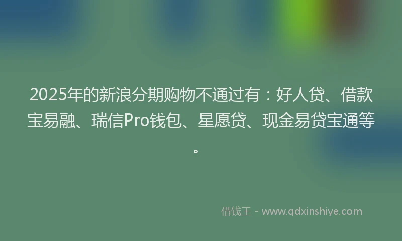 2025年的新浪分期购物不通过有：好人贷、借款宝易融、瑞信Pro钱包、星愿贷、现金易贷宝通等。