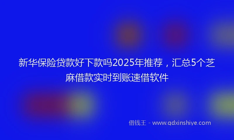 新华保险贷款好下款吗2025年推荐，汇总5个芝麻借款实时到账速借软件