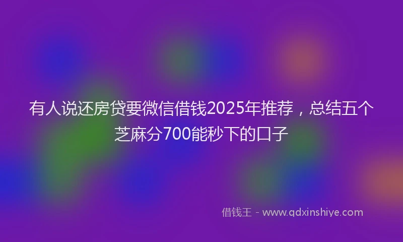 有人说还房贷要微信借钱2025年推荐，总结五个芝麻分700能秒下的口子