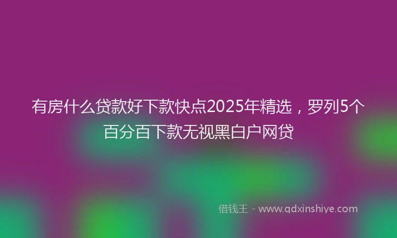 有房什么贷款好下款快点2025年精选，罗列5个百分百下款无视黑白户网贷