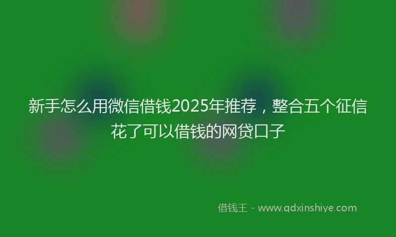 新手怎么用微信借钱2025年推荐，整合五个征信花了可以借钱的网贷口子