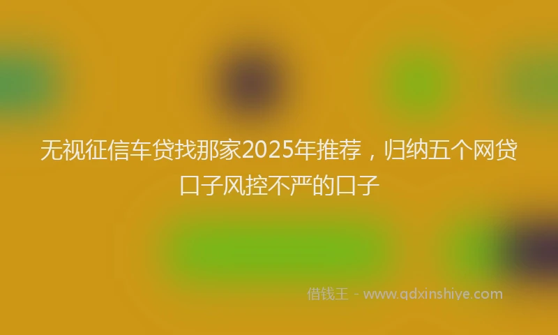 无视征信车贷找那家2025年推荐，归纳五个网贷口子风控不严的口子