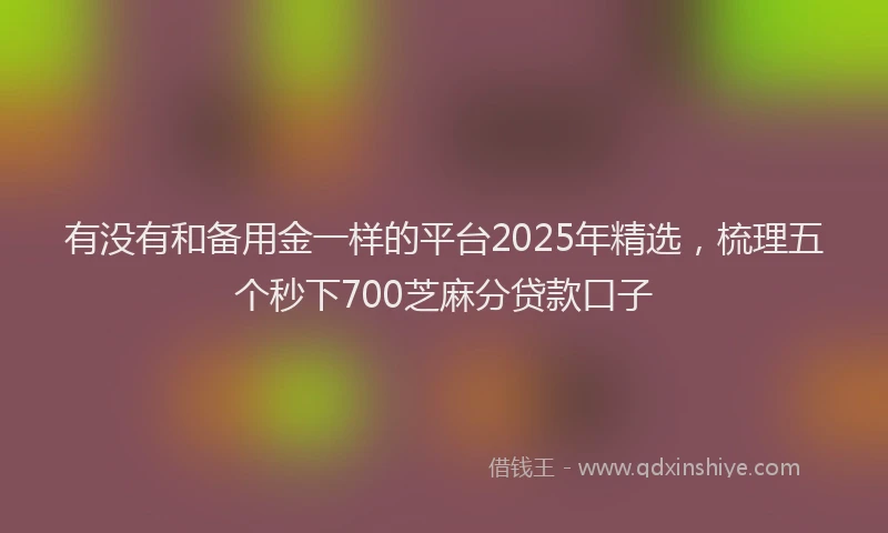有没有和备用金一样的平台2025年精选，梳理五个秒下700芝麻分贷款口子