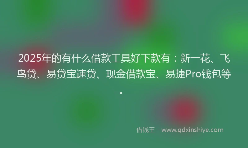 2025年的有什么借款工具好下款有：新一花、飞鸟贷、易贷宝速贷、现金借款宝、易捷Pro钱包等。