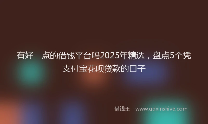 有好一点的借钱平台吗2025年精选，盘点5个凭支付宝花呗贷款的口子