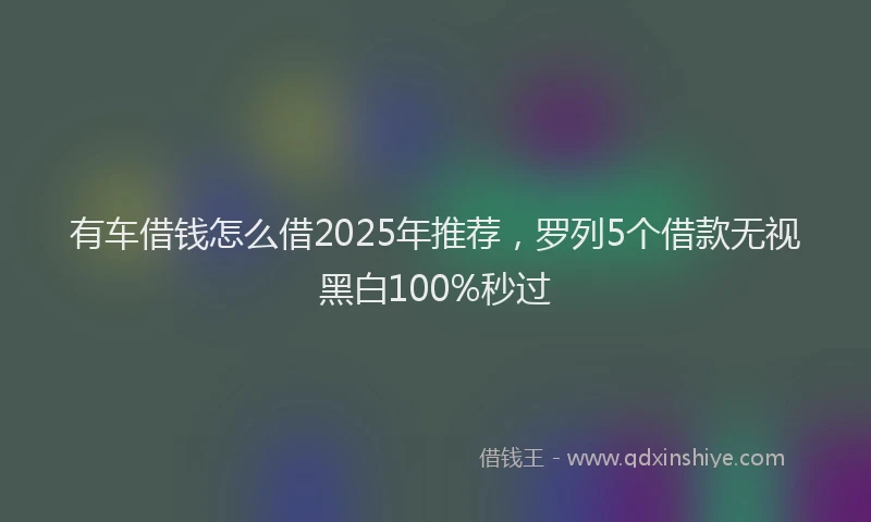 有车借钱怎么借2025年推荐，罗列5个借款无视黑白100%秒过