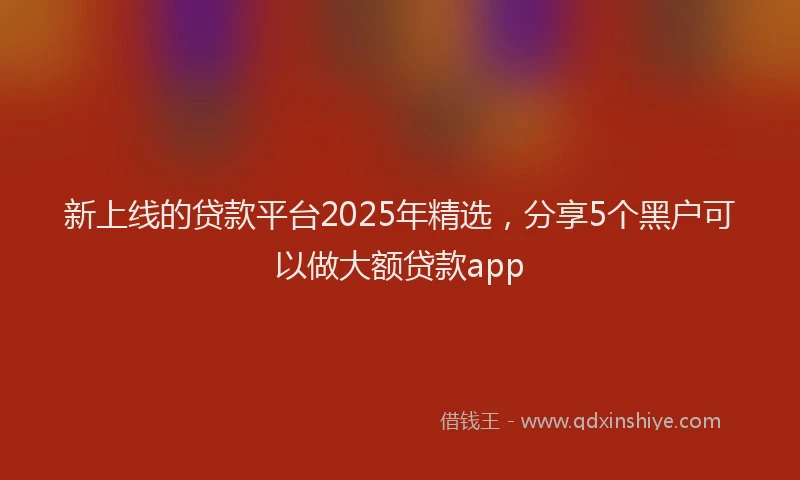 新上线的贷款平台2025年精选，分享5个黑户可以做大额贷款app