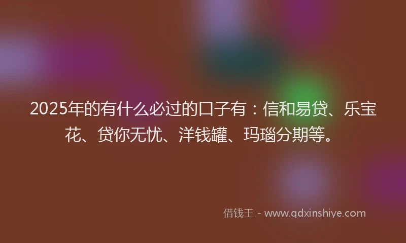 2025年的有什么必过的口子有：信和易贷、乐宝花、贷你无忧、洋钱罐、玛瑙分期等。