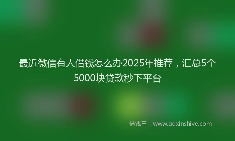 最近微信有人借钱怎么办2025年推荐，汇总5个5000块贷款秒下平台