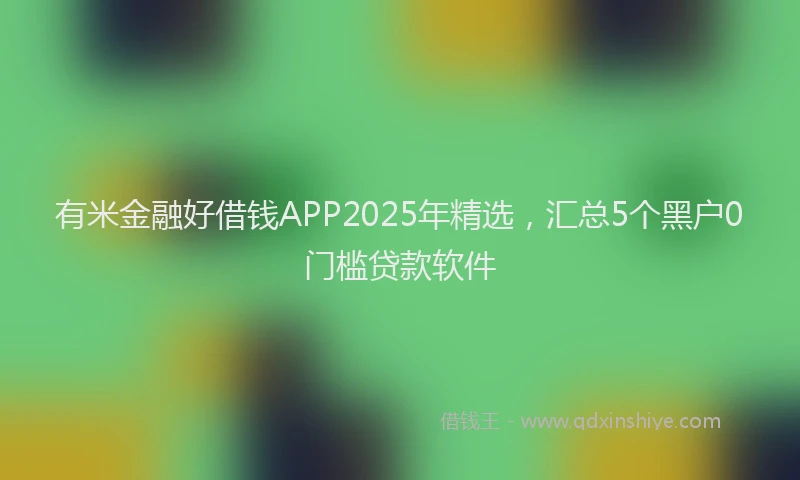 有米金融好借钱APP2025年精选，汇总5个黑户0门槛贷款软件