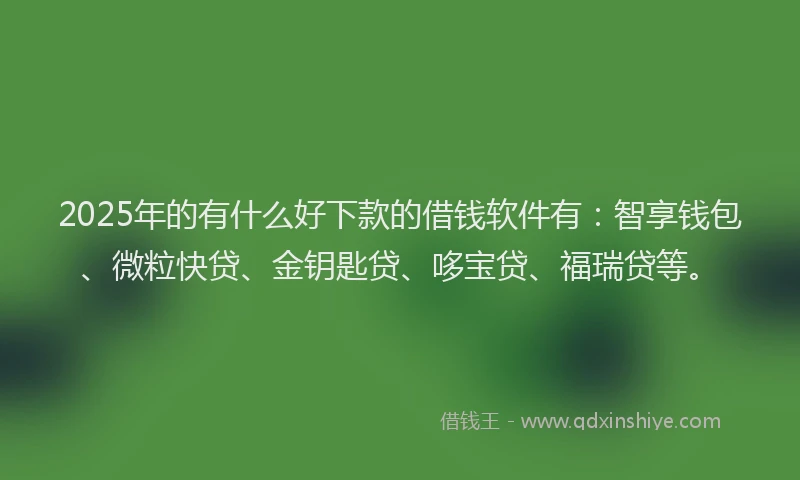 2025年的有什么好下款的借钱软件有：智享钱包、微粒快贷、金钥匙贷、哆宝贷、福瑞贷等。