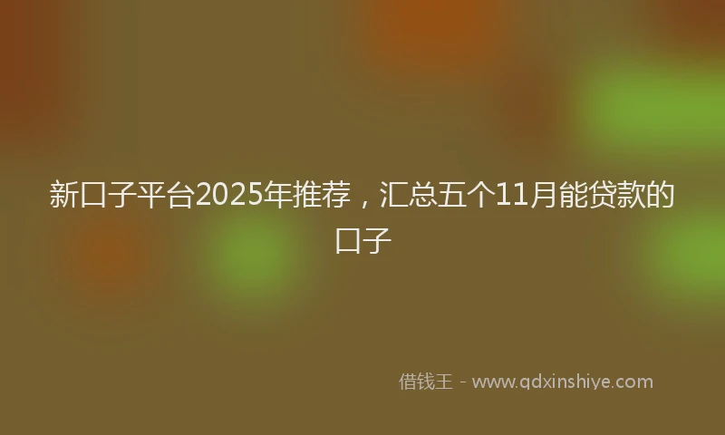 新口子平台2025年推荐，汇总五个11月能贷款的口子