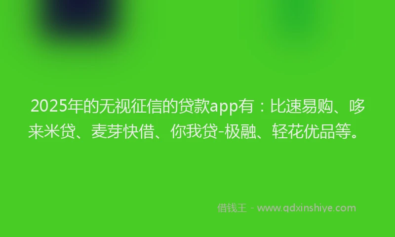 2025年的无视征信的贷款app有：比速易购、哆来米贷、麦芽快借、你我贷-极融、轻花优品等。