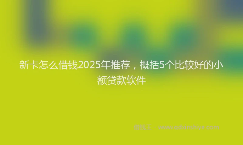 新卡怎么借钱2025年推荐，概括5个比较好的小额贷款软件